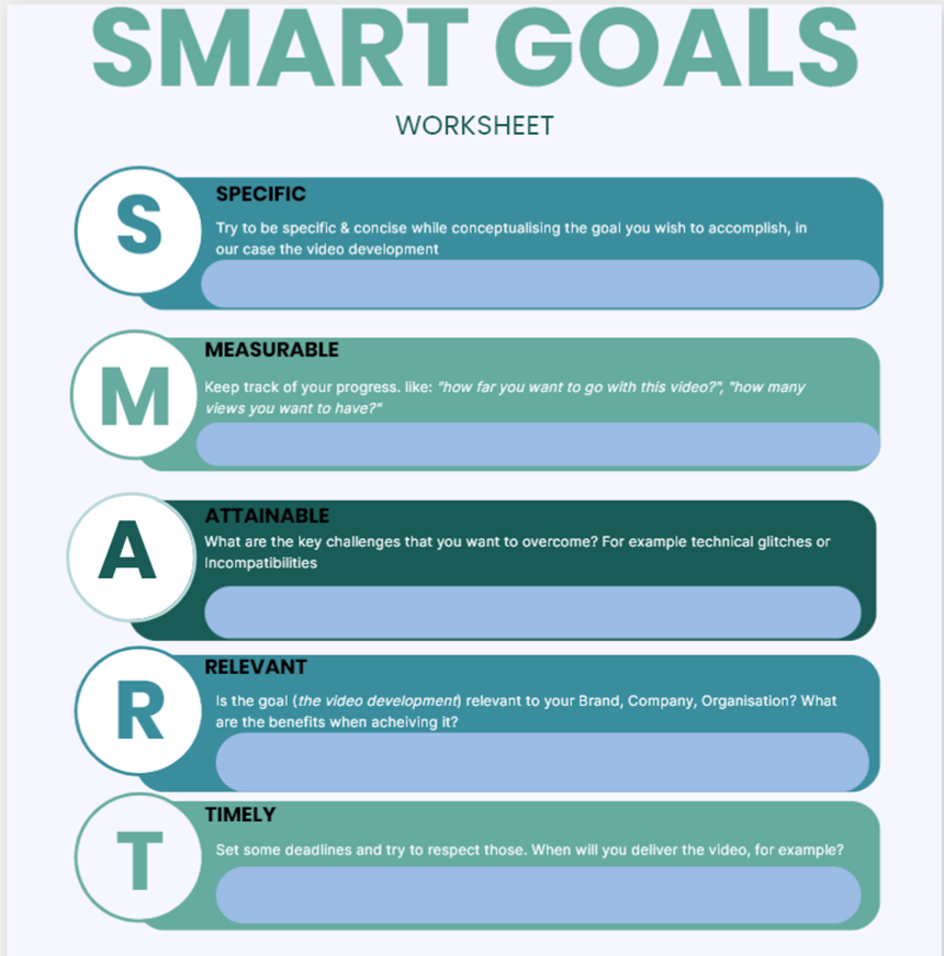 Smart Goals worksheet